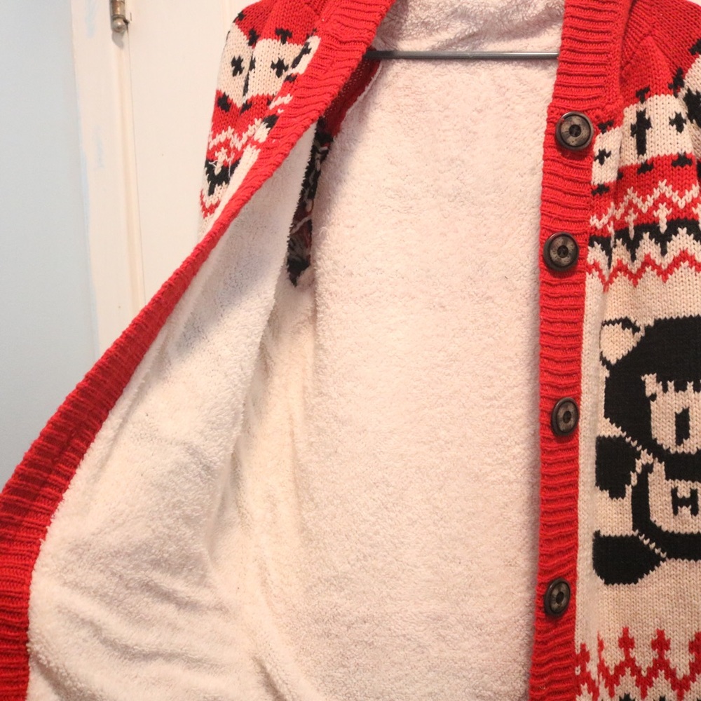 Fleecelined Teddy Bear Christmas Patterned Sweater - image 7